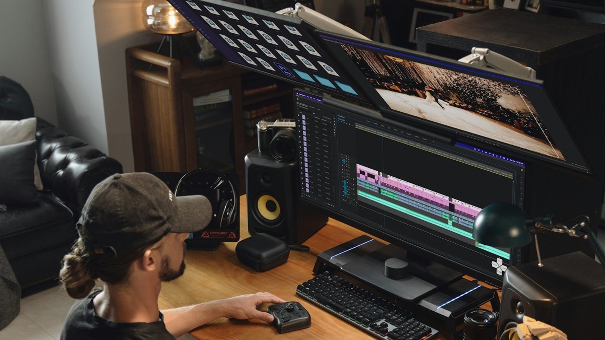 Scenario photo: editing video on a timeline at a desktop computer